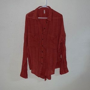 Free People | orange button down